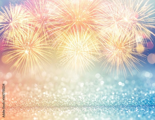 Spectacular bursts of light and color creating a festive and celebratory ambiance with shimmering