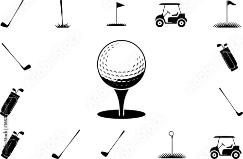 Golf Silhouette Vector Set – Players, Carts & Courses