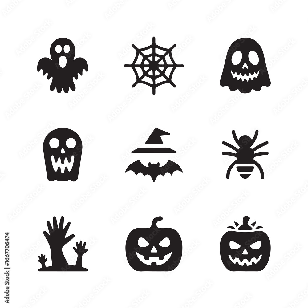 Obraz premium halloween icons set