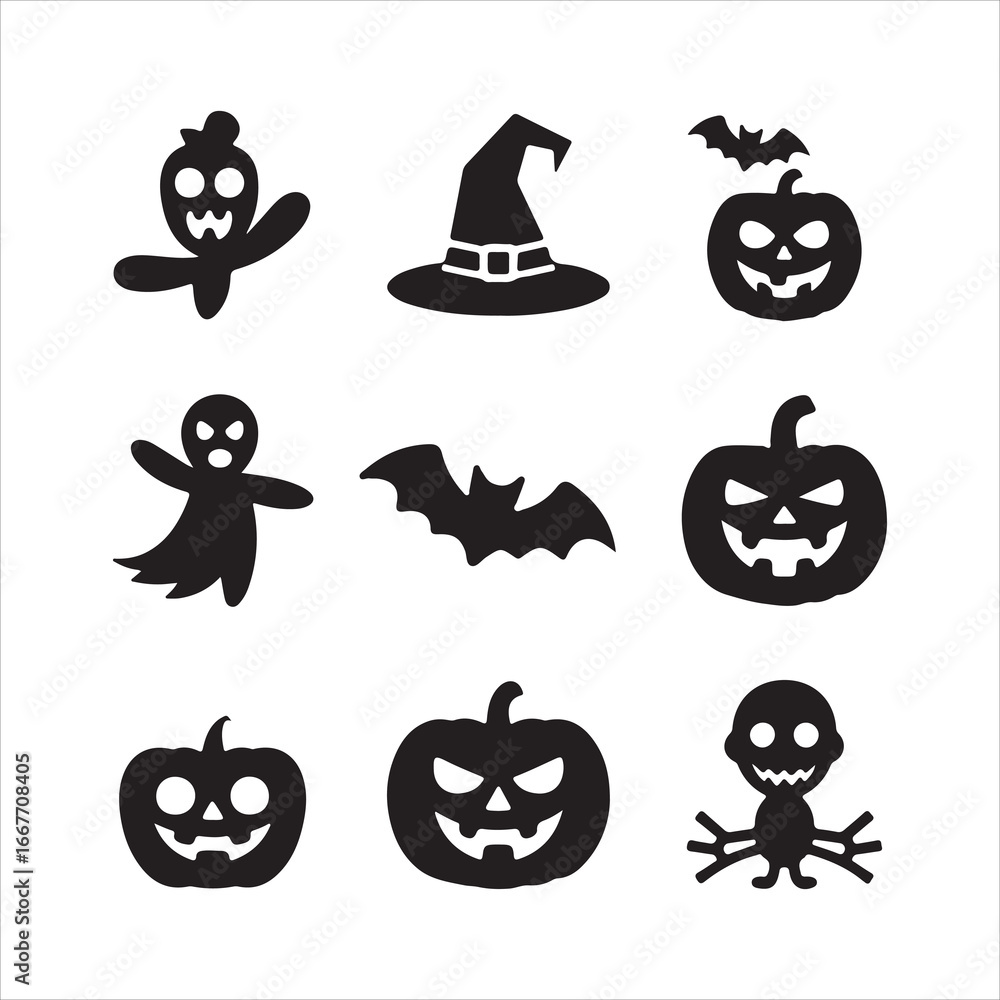 Obraz premium Halloween vactor art icon pack bandle. shilhoutee