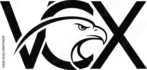 Bold eagle head logo with vox text