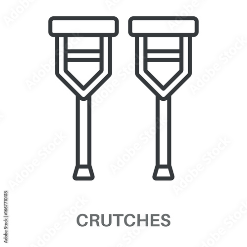 Crutches Simple Style Outline Design Icon