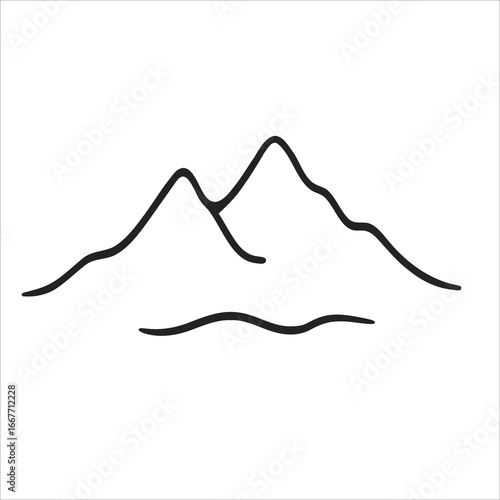 Minimalist Hand-Drawn Mountain Icon