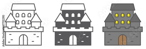 Castle line icon, architecture and fort, haunted house sign, vector graphics, a linear pattern on a white background, eps 10.