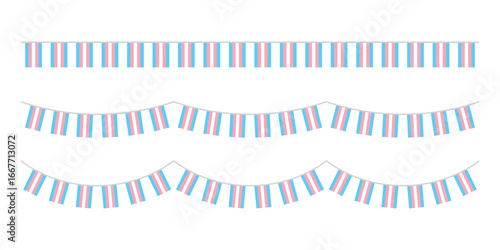 Transgender flag party bunting. LGBTQIA+ concept. Flat design illustration.	