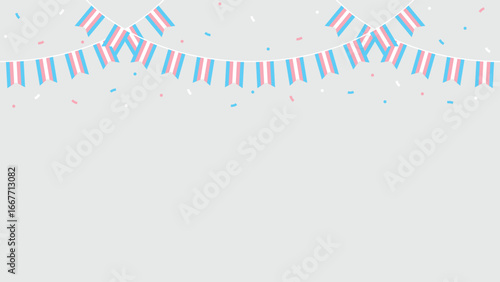 Transgender flag party bunting. LGBTQIA+ concept. Flat design illustration.	