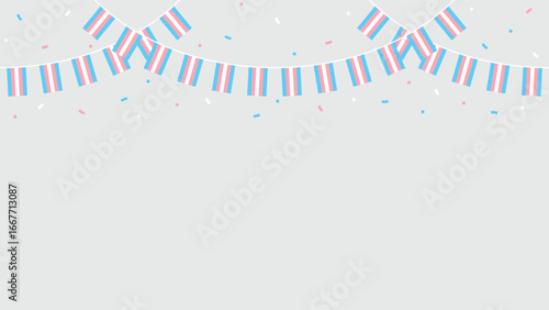 Transgender flag party bunting. LGBTQIA+ concept. Flat design illustration.	