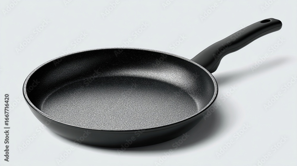 custom made wallpaper toronto digitalA matte black frying pan with a slightly curved, ergonomic handle sits on a light grey background, casting a subtle shadow. The pan's surface appears smooth, non-stick