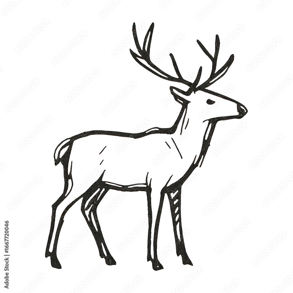 Obraz premium PNG Hand-drawn deer illustration art.