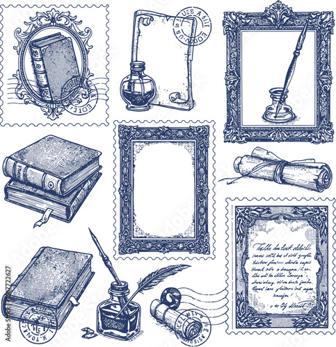 Vintage Stationery and Postal Icons Collection stamp envelope