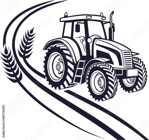 tractor silhouette vector