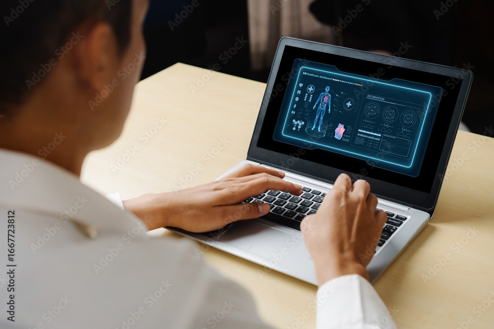Medical science technology and futuristic healthcare virtual computer software analyze human health and diagnose disease for doctor data and medical research. brisk Medical science technology and futuristic healthcare virtual computer software analyze human health and diagnose disease for doctor data and medical research. brisk