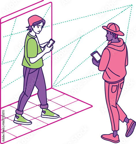 Metaverse Social Interaction Icon in Virtual Space
