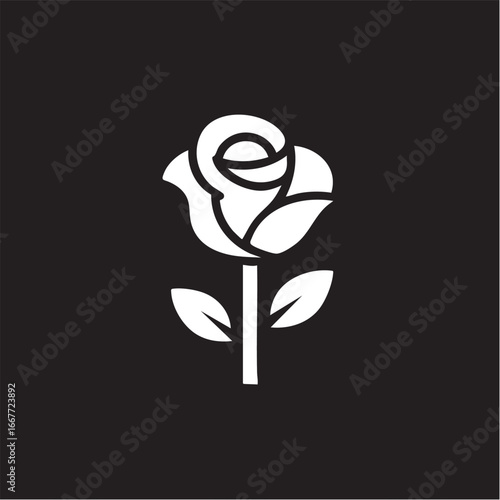 White rose vector illustration: minimalist flower design for graphic design and crafts eps silhouette
