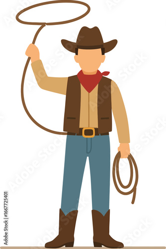 Cowboy with Lasso Ready to Rope.