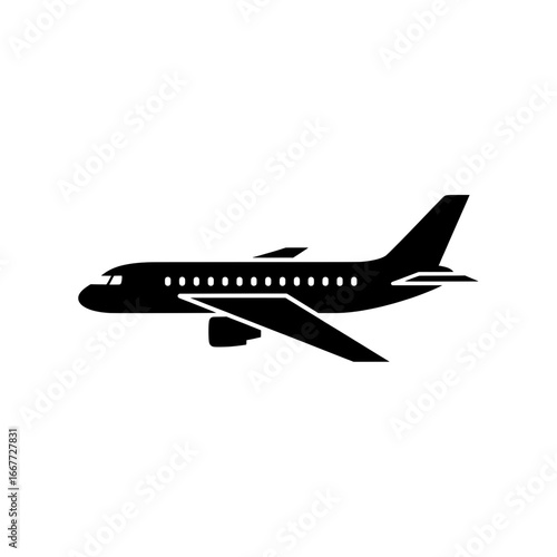 Airplane Silhouette Vector Graphic of a Passenger Aircraft for Transportation and Travel Concepts