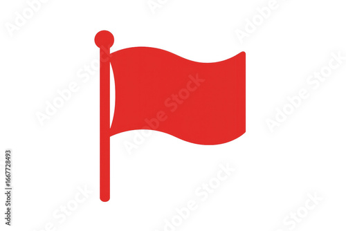 Red flag waving on transparent background: perfect for digital projects