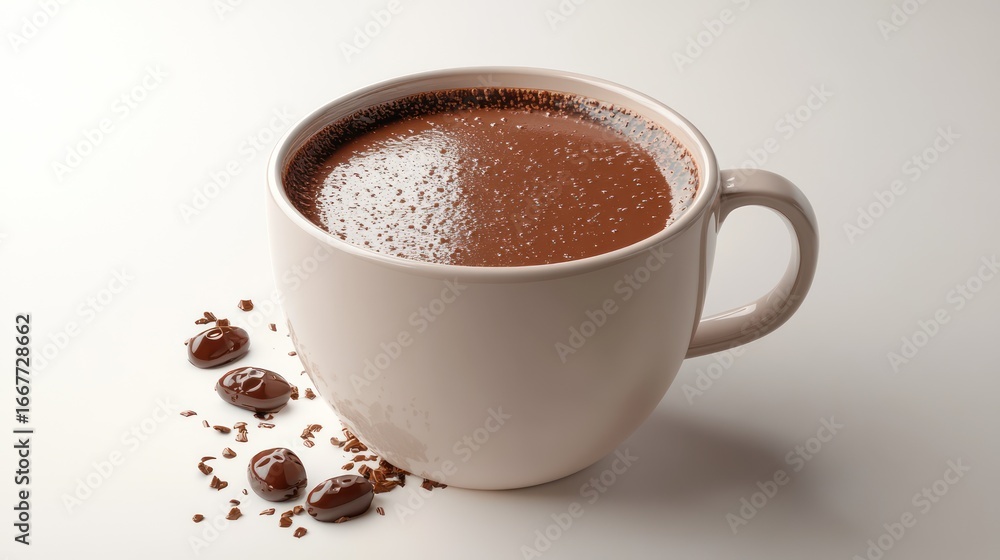 Fototapeta premium Elegant presentation of hot chocolate with dark chocolate confectionery delight