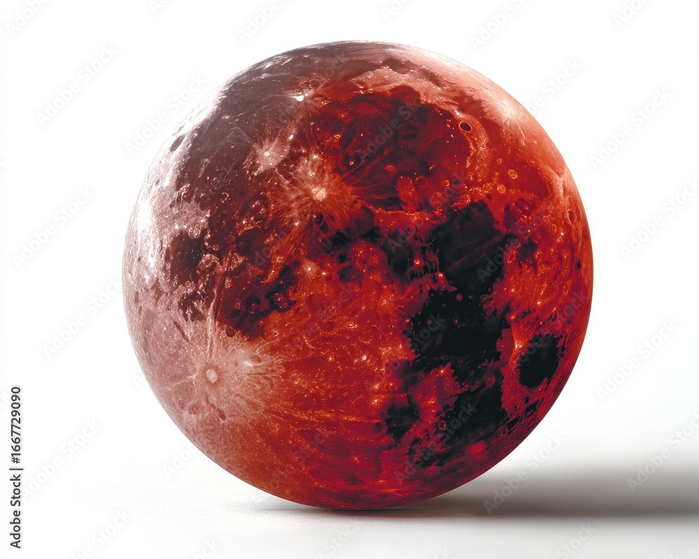 Fototapeta premium Crimson Celestial Sphere on White Background