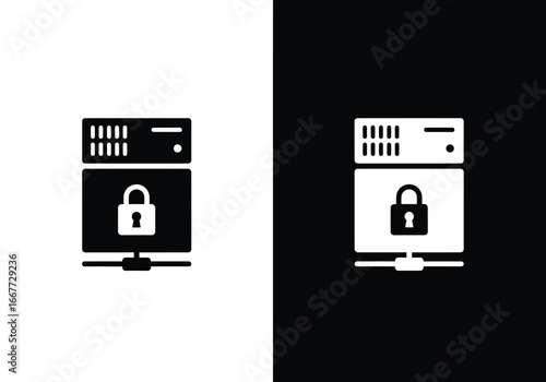 Server with a padlock icon, representing data security and protection.