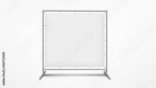 Square white banner isolated on white background. 3d vector mockup
