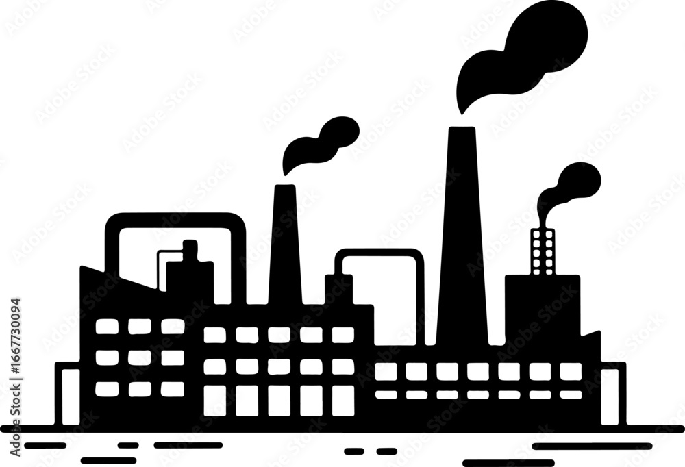 Obraz premium Factory Silhouette Vector Art