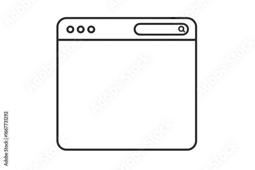 Browser window line design. Vector isolated web element. Line template for a browser window for mobile device design. Blank website template design mockup. Search bar.