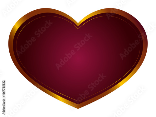 ゴールド縁の赤いハートフレーム（Vector Heart Frame with Gold Border）