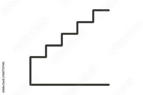 Minimalist stairs vector illustration symbolizing upward progression, growth, elevation, and step-by-step advancement in a clean, modern design on transparent background