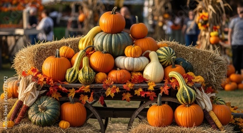 Vibrant autumn pumpkins on display, perfect for fall festivals and seasonal decor