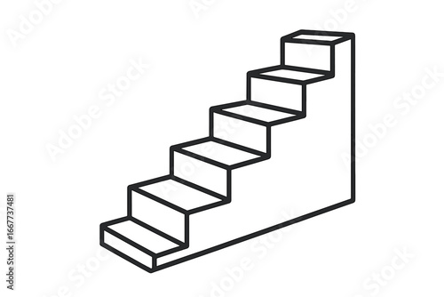 Minimalist stairs vector illustration symbolizing upward progression, growth, elevation, and success in a simple, clean cartoon style on transparent background