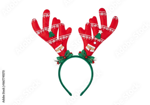 Christmas reindeer antlers headband isolated on transparent background