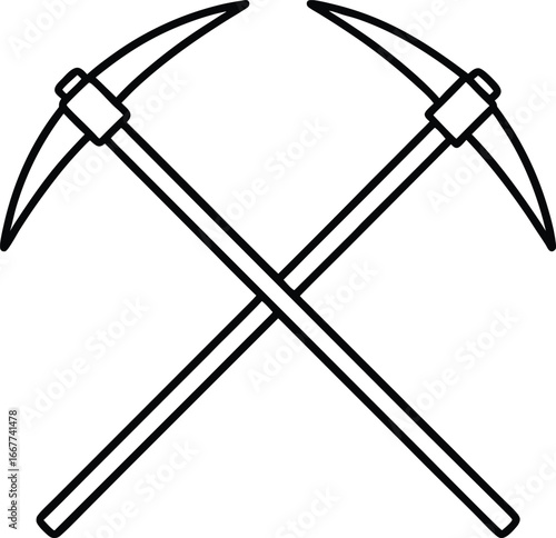Vector art of two crossed pickaxes, a symbol of mining or hard work