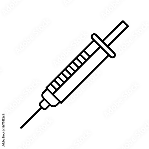 A single syringe with a metal needle is a medical tool for healthcare injection
