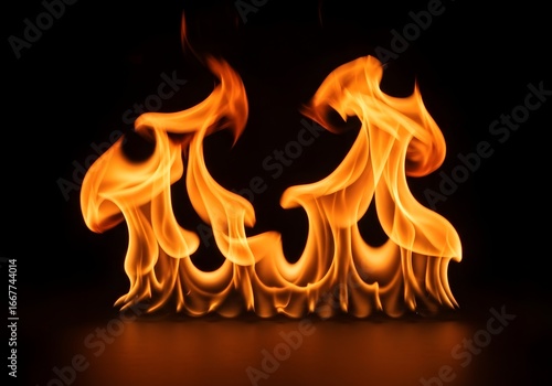 Wallpaper Mural Vibrant dancing flames against a dark backdrop creating a stunning visual of heat and energy Torontodigital.ca