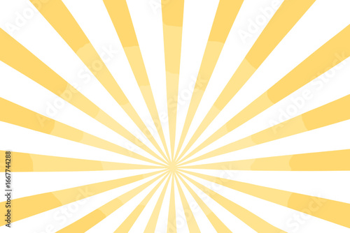 Bright yellow sun rays background with radiant beams vector illustration, transparent backdrop, vibrant sunshine burst design, seamless stock vector for summer and energy themes
