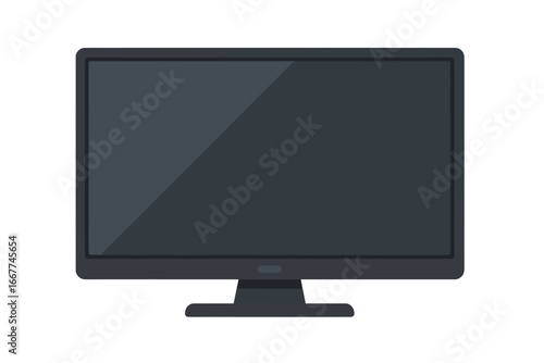 Modern TV Screen Vector Illustration, Trendy Flat LCD Display Panel, Digital Plasma Television, Cartoon Style Vector Graphic with Transparent Background, Technology Design