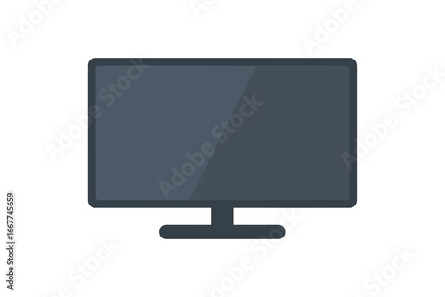 Modern TV screen vector illustration, trendy flat LCD display, digital panel, plasma television design, cartoon style, transparent background, electronic device graphic