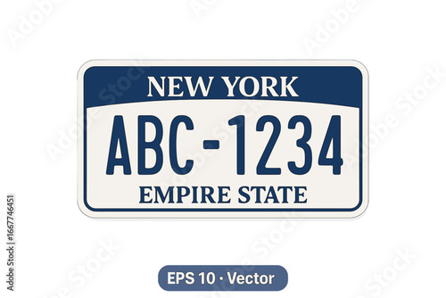 New York Vehicle Registration Plates Number Car Vector, Flat Design EPS 10, Cartoon Style Illustration, Transparent Background, Ordered Set 3