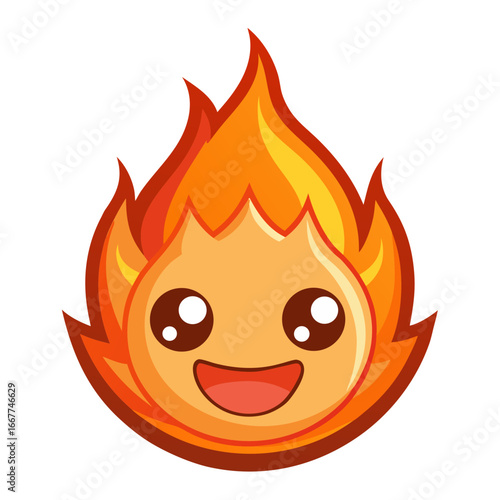 A funny cartoon character vector illustration of a smiley face is full of joy