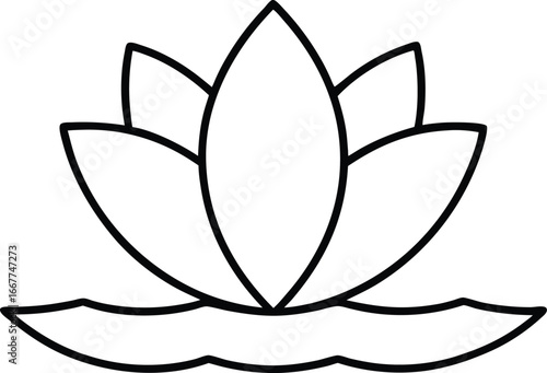 Vector art of simple line art drawing of a lotus flower