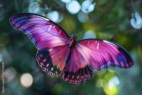 Wallpaper Mural Stunning iridescent purple butterfly with detailed wings glows vibrantly against a soft bokeh background Torontodigital.ca