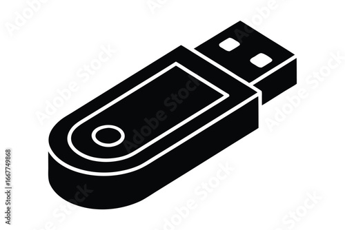 usb flash drive vector icon silhouette illustratio