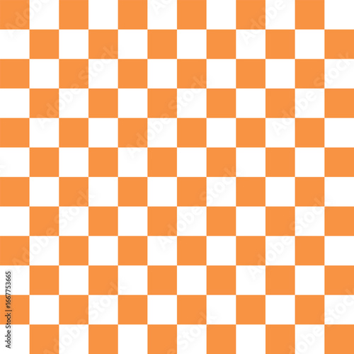 Bright orange and white checkerboard seamless pattern vector. Perfect for bold graphic design, textiles, digital wallpapers, and packaging.