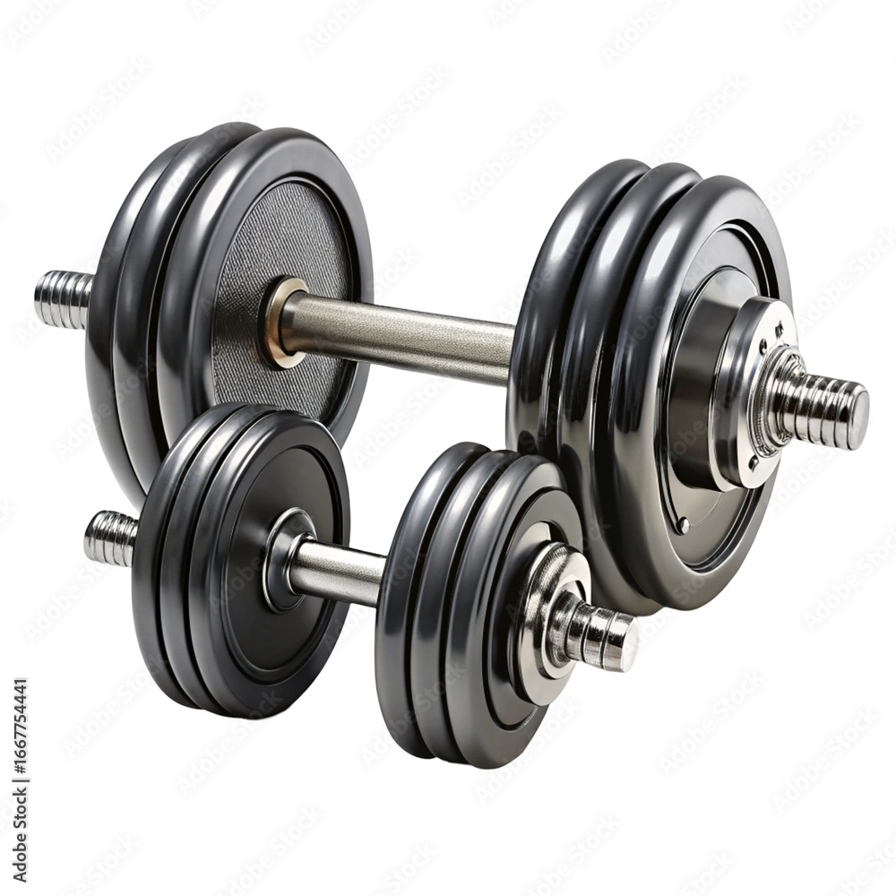 Naklejka premium A pair of adjustable dumbbells isolated on transparent background