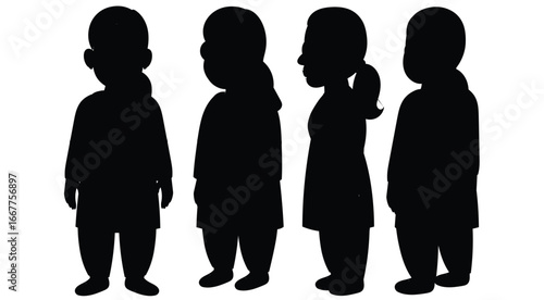 Silhouette of a person in different poses