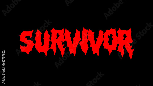 Survivor, typography vector design. Bold lettering in sharp metal style, perfect for streetwear, band merch, and edgy graphic tees, sticker, poster