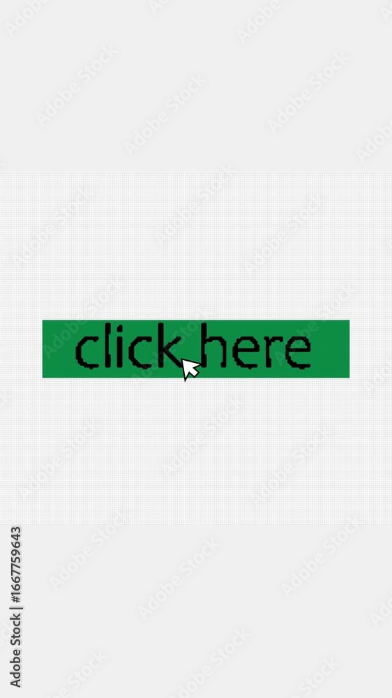 Pixelated Click Vertical video of animated click here button and mouse cursor. Animated ...