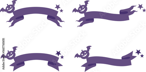 リボン　ハロウィン　かぼちゃ　秋　ギフト　プレゼント　吹き出し　飾り　あしらい　イラスト素材