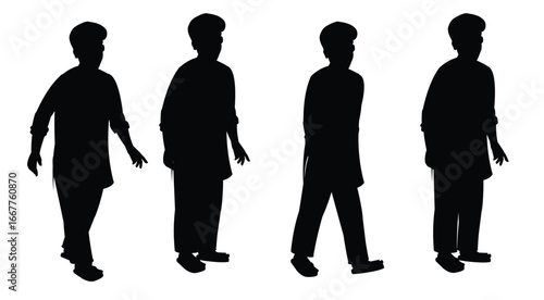 Silhouette Animation Frames of a Walking Person